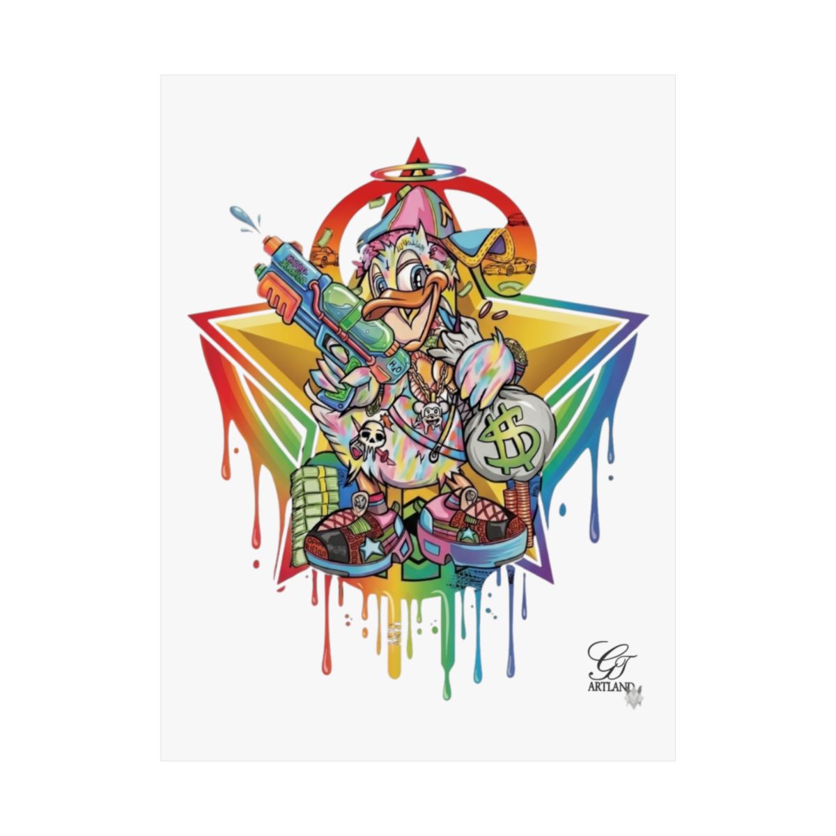 Splash Duck Designer Matte Vertical Posters by GT Artland