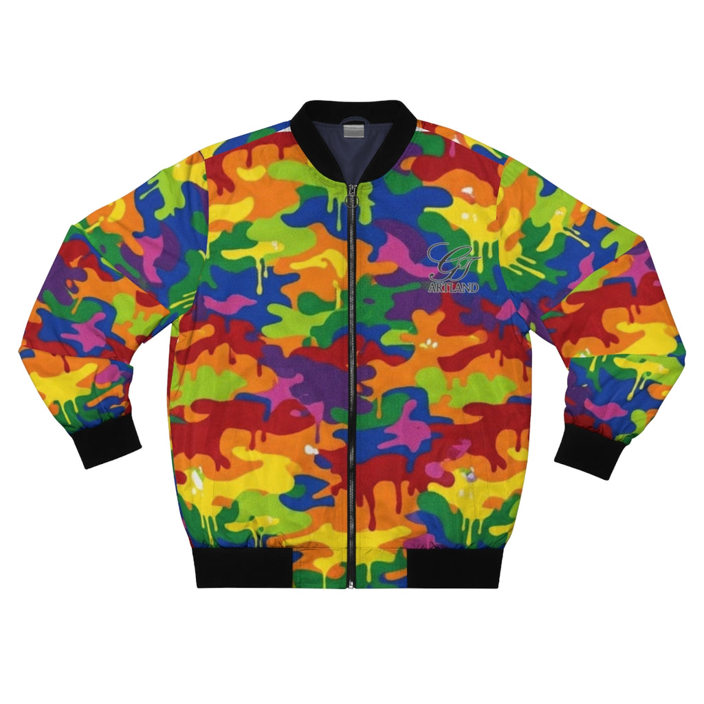 Rainbow Militant Fatigue Flex Designer Men's Bomber Jacket by GT Artland