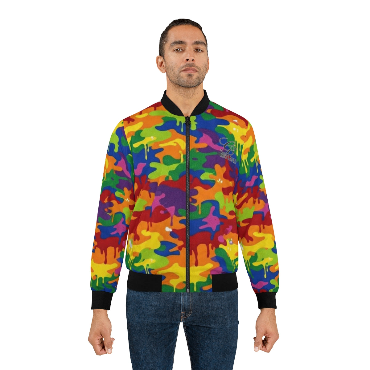 Rainbow Militant Fatigue Flex Designer Men's Bomber Jacket by GT Artland