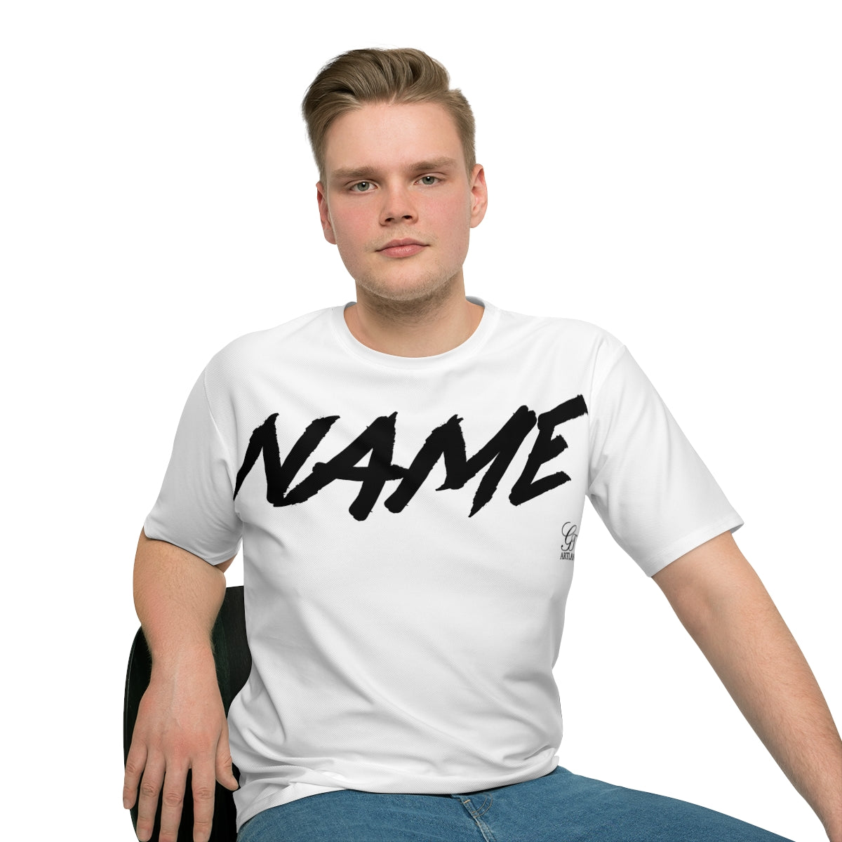 Graffiti Name Airbrush Digital Designer Personalized "Any Name" Exclusive Men's Loose T-shirt by GT Artland