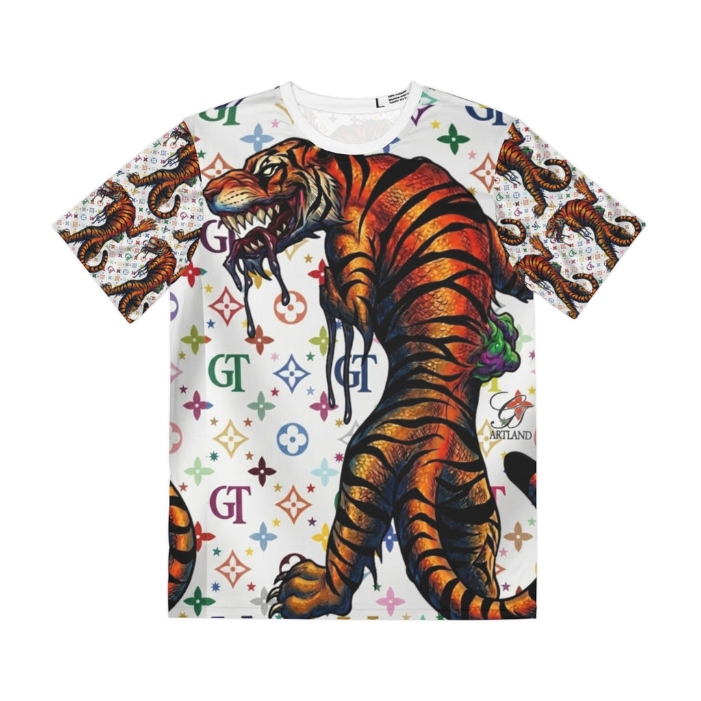 Savage Tiger Drip Designer High Fashion Men's Polyester Tee by GT Artland