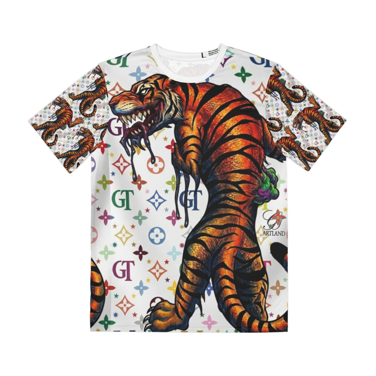 Savage Tiger Drip Designer High Fashion Men's Polyester Tee by GT Artland