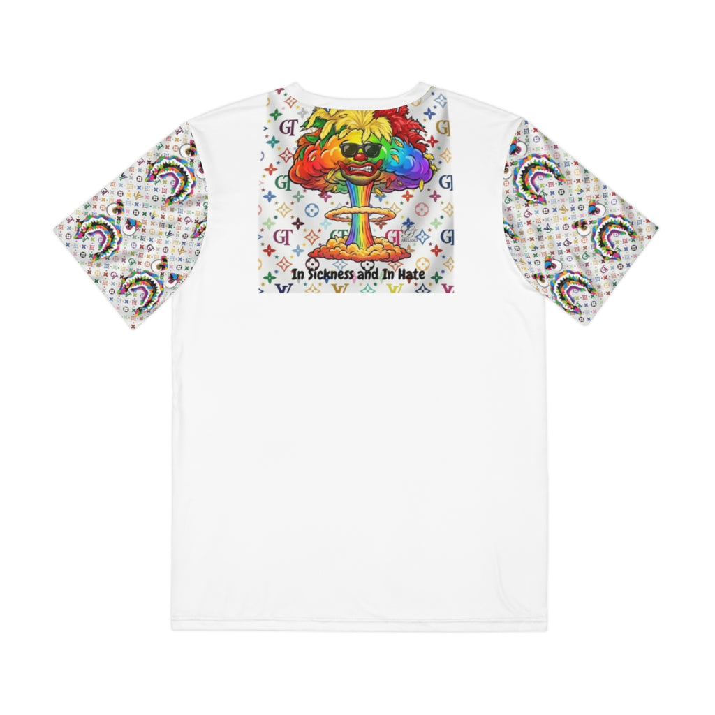 Rainbow Nuclear Swag Mushroom Cloud Designer High Fashion Men's Polyester Tee by GT Artland