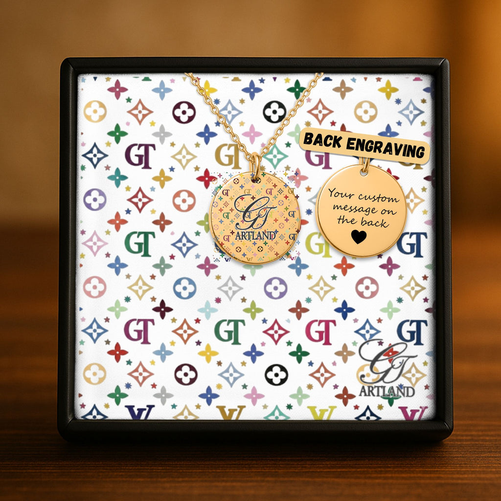 High Fashion Rainbow Monogram Deluxe Designer Fine Links Coin Necklace by GT Artland