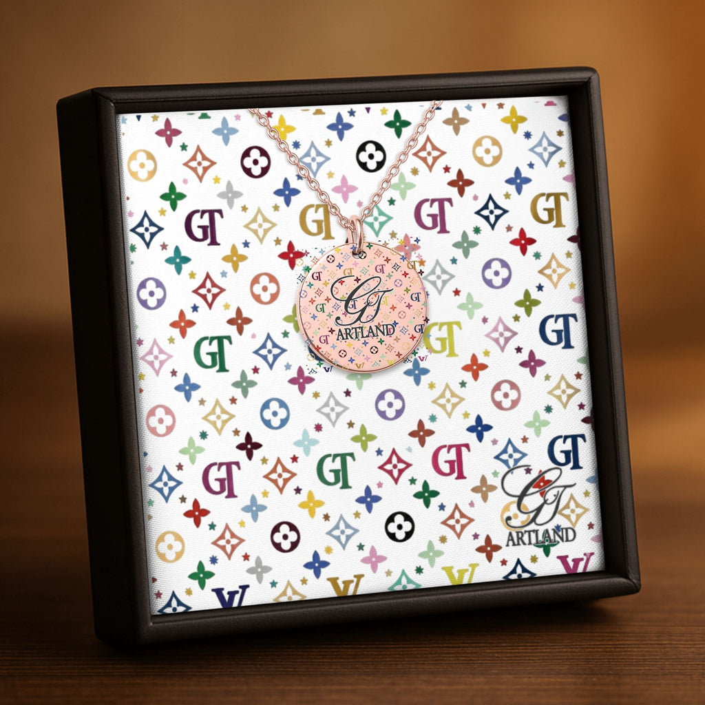 High Fashion Rainbow Monogram Deluxe Designer Fine Links Coin Necklace by GT Artland