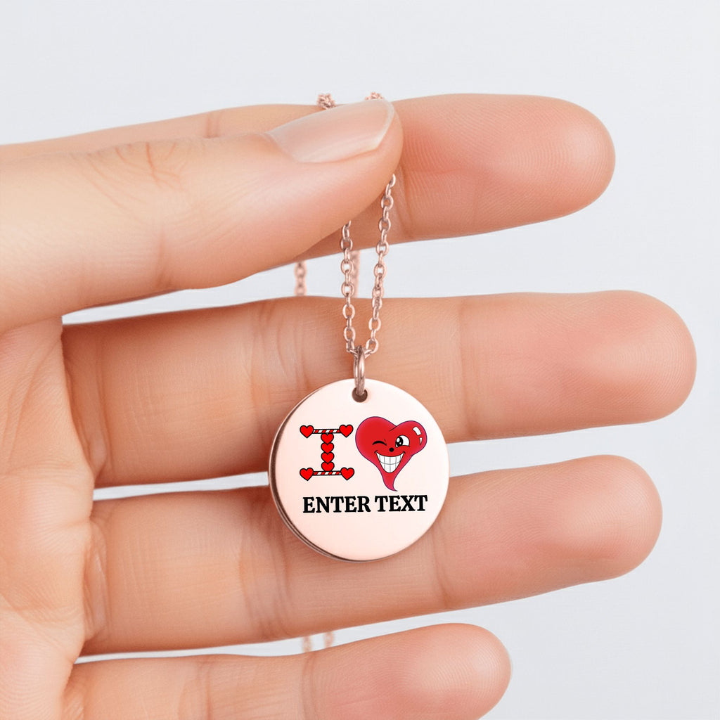 I LOVE YOU Designer Classic Personalized Fine Links Coin Necklace by GT Artland