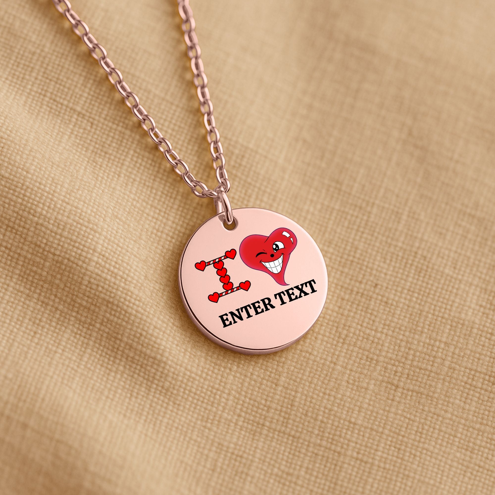 I LOVE YOU Designer Classic Personalized Fine Links Coin Necklace by GT Artland
