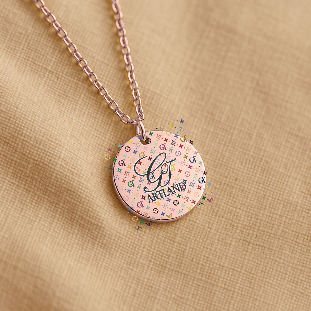 High Fashion Rainbow Monogram Deluxe Designer Fine Links Coin Necklace by GT Artland