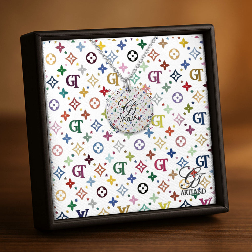 High Fashion Rainbow Monogram Deluxe Designer Fine Links Coin Necklace by GT Artland
