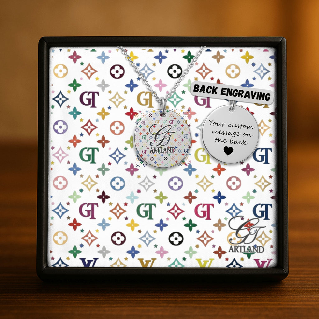 High Fashion Rainbow Monogram Deluxe Designer Fine Links Coin Necklace by GT Artland
