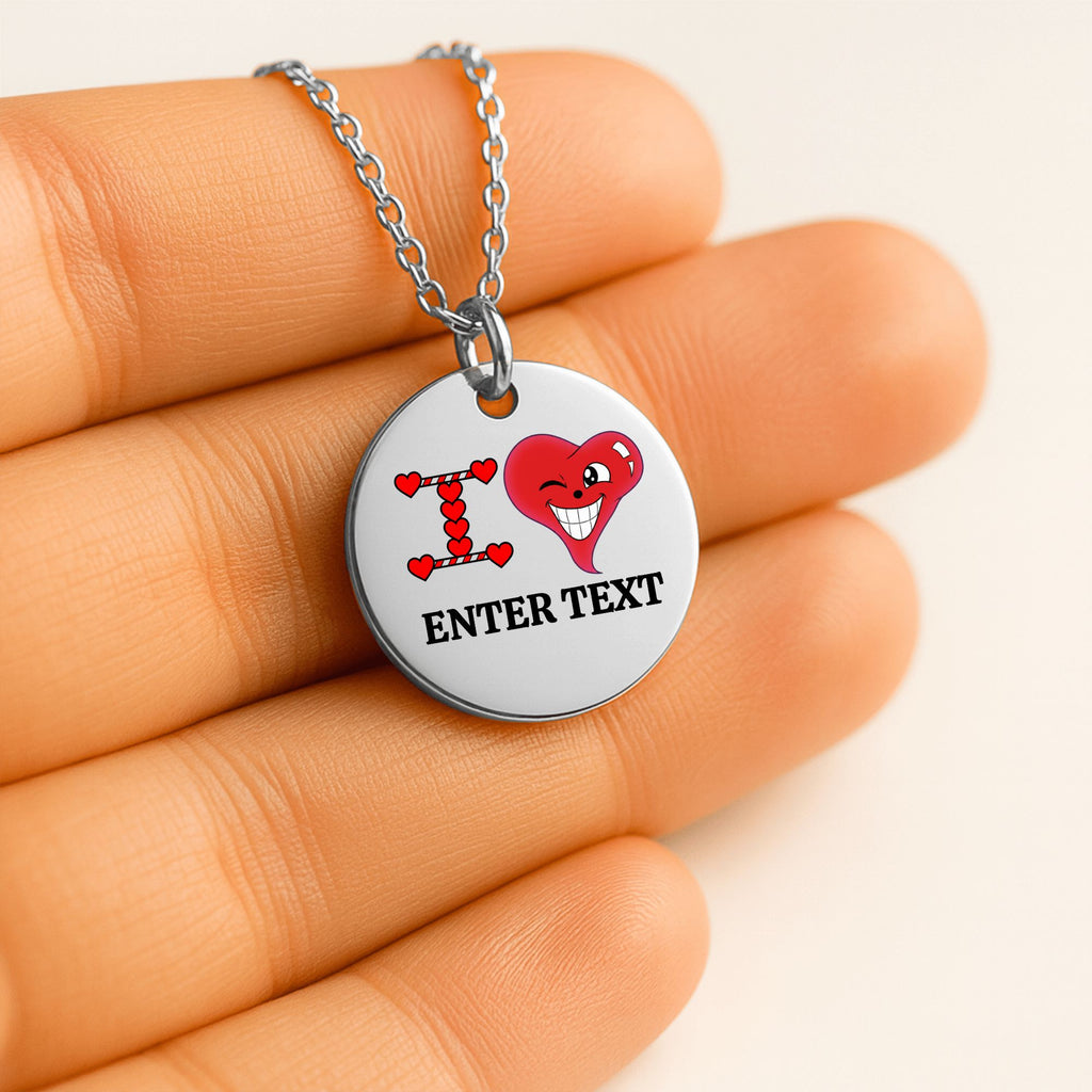 I LOVE YOU Designer Classic Personalized Fine Links Coin Necklace by GT Artland