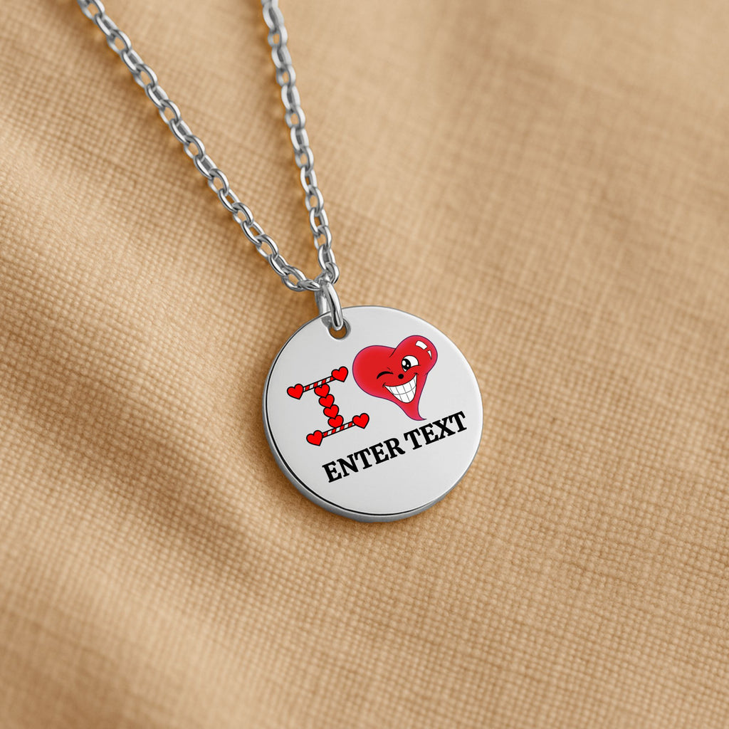 I LOVE YOU Designer Classic Personalized Fine Links Coin Necklace by GT Artland