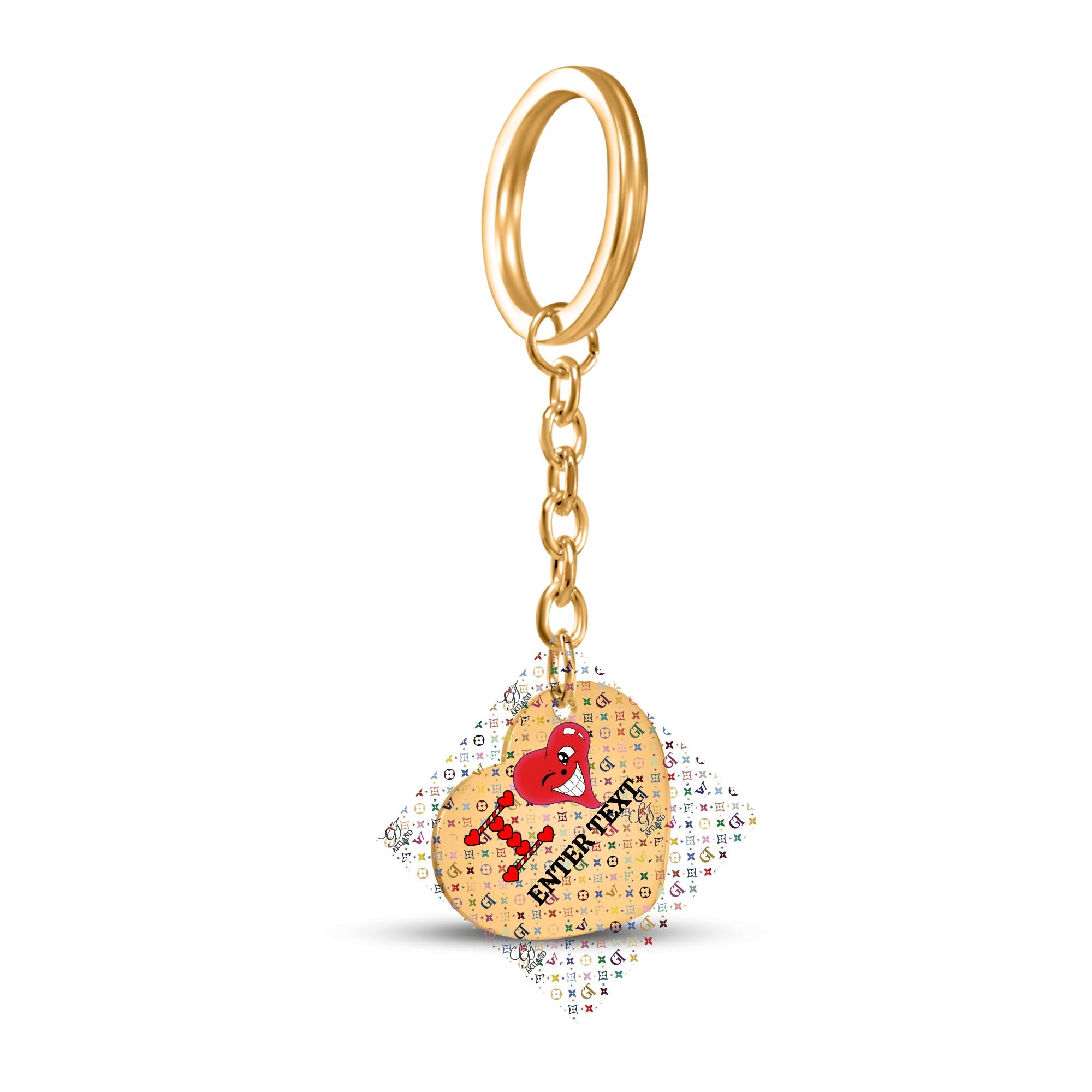 Ultimate Designer Rainbow Monogram High Fashion Heart Keychain