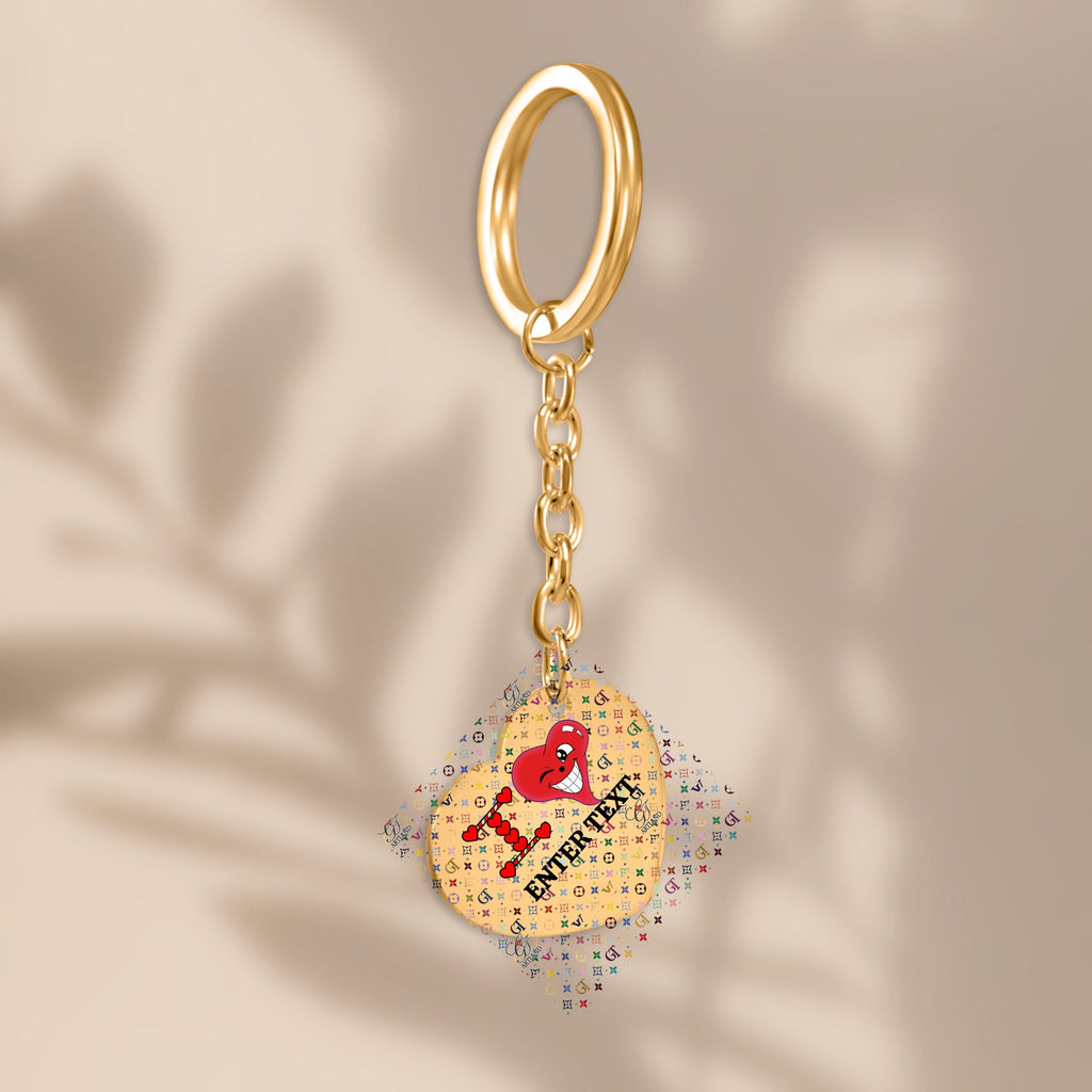 Ultimate Designer Rainbow Monogram High Fashion Heart Keychain
