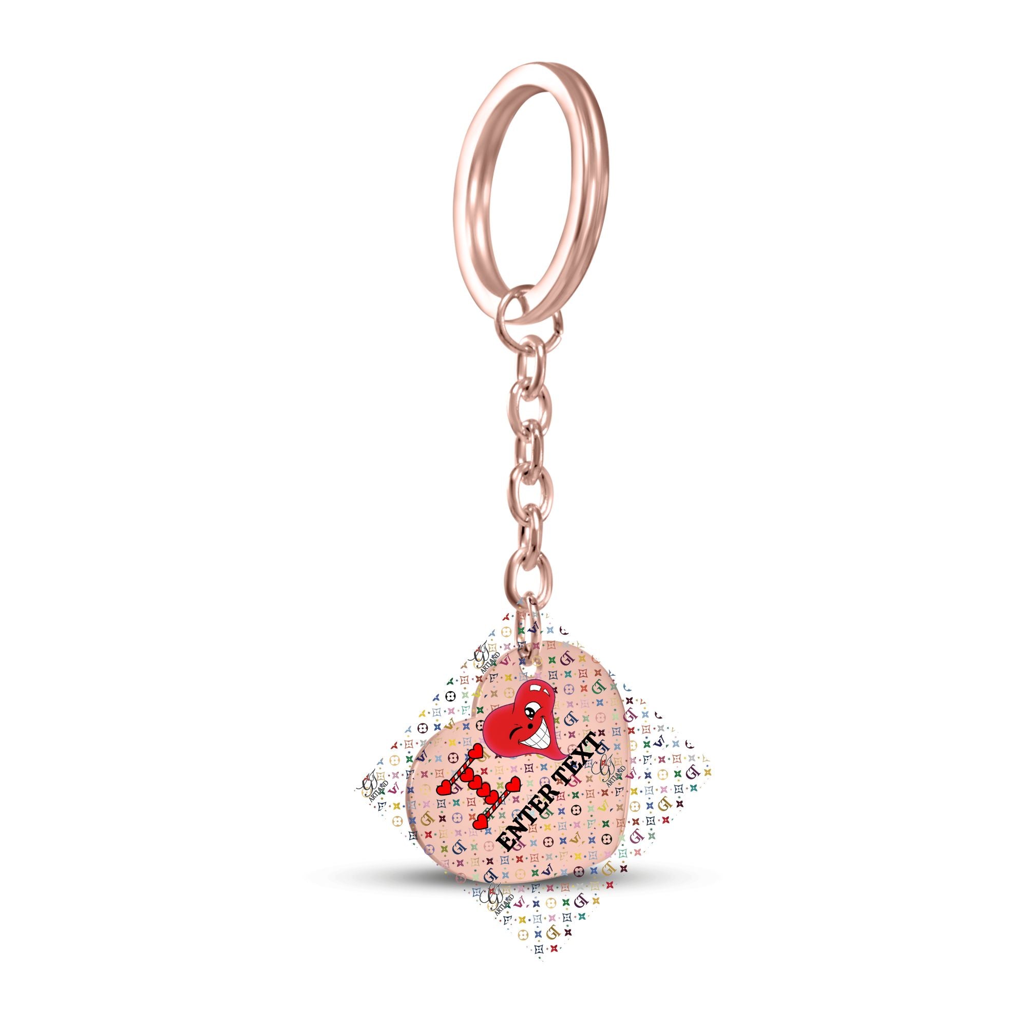 Ultimate Designer Rainbow Monogram High Fashion Heart Keychain