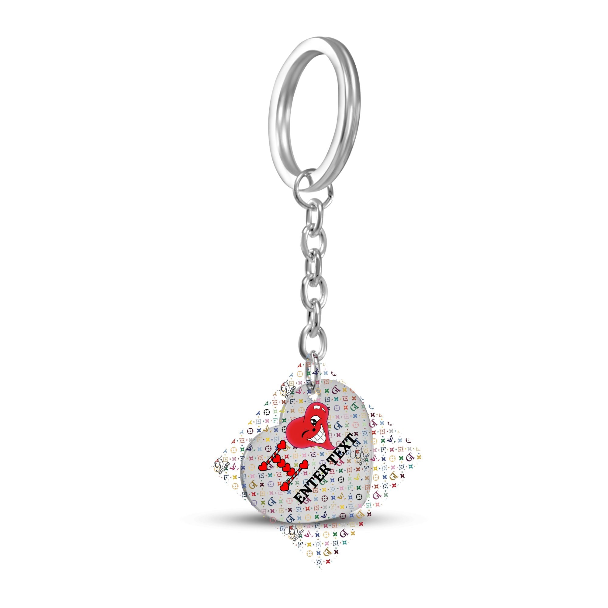 Ultimate Designer Rainbow Monogram High Fashion Heart Keychain