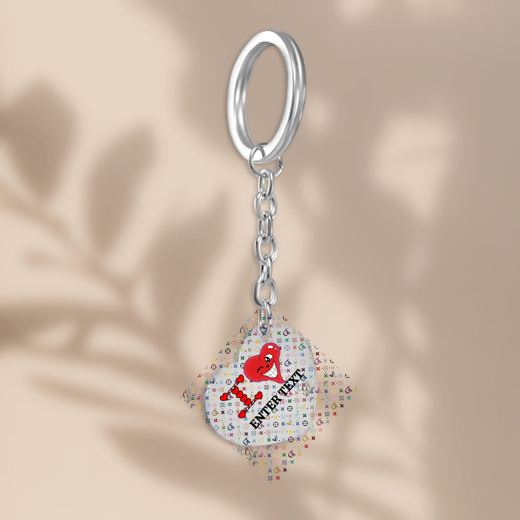 Ultimate Designer Rainbow Monogram High Fashion Heart Keychain