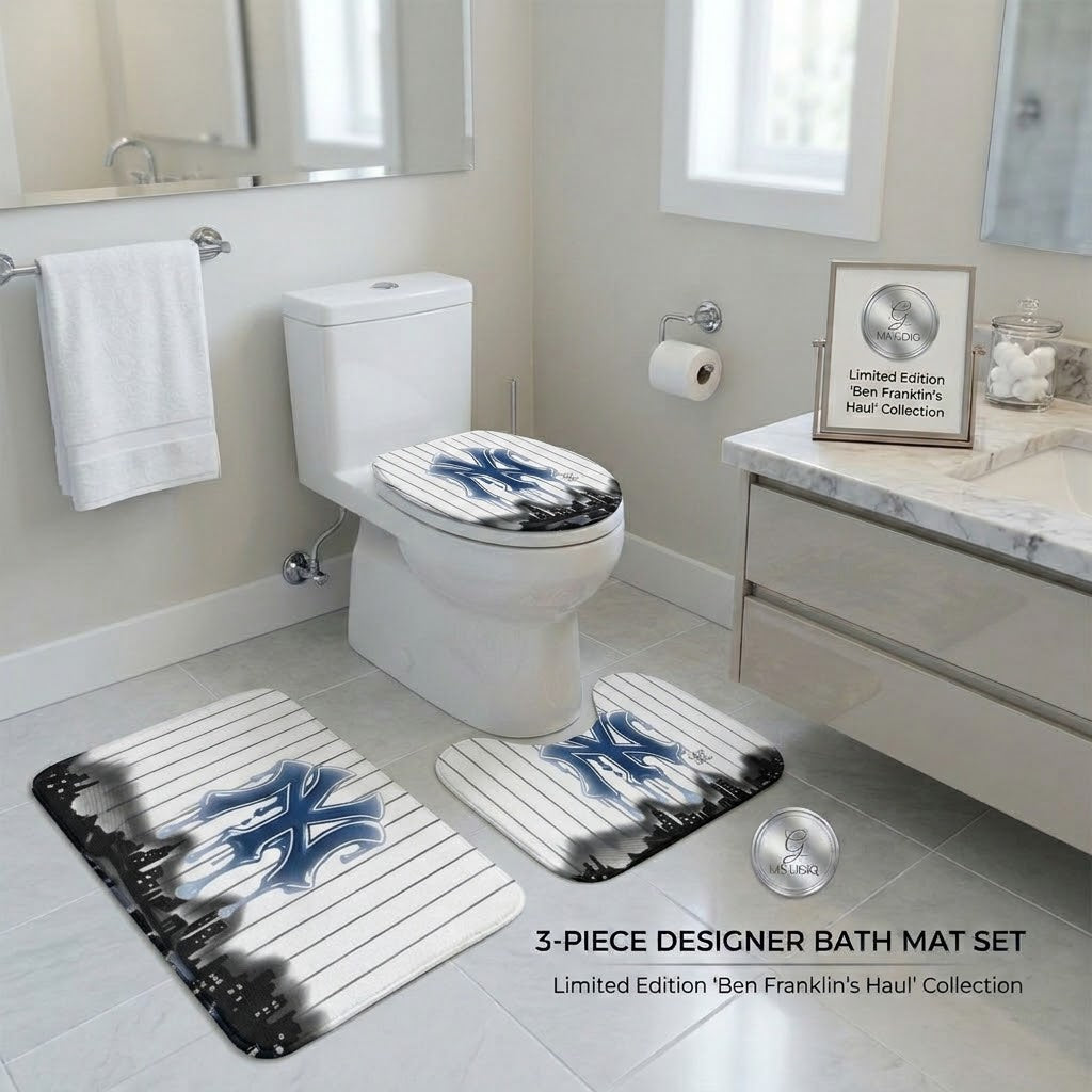 NY Airbrush Yankee Styled Urban Designer Dripping Logo Bath Mat 3-Piece Set by GT Artland