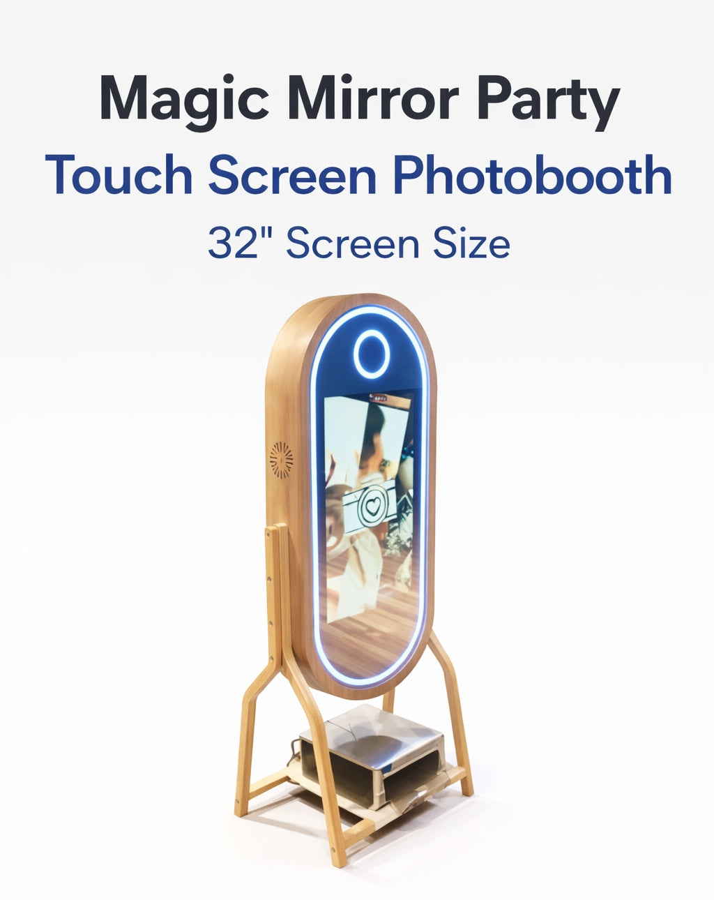 Photobooth 32" Magic Mirror Rental (Texhno Wood) Styled Luxury 🥳 Party Bookings w/ Custom Graphics/ Backdrops