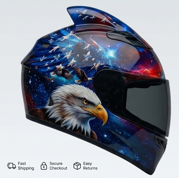 Bell Qualifier sxs Forced Air Helmet - Custom American Eagle Airbrush Artwork Theme All Sizes with Dusk Skirt and Personalized Initials by GT Artland