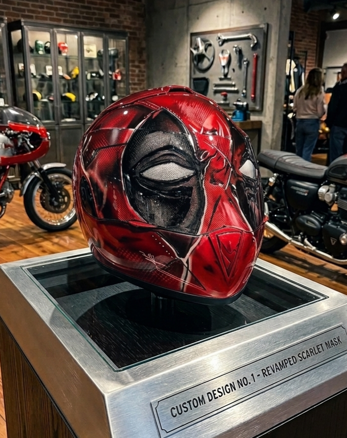 Dead Pool GTZ Customized Motorcycle Full Face Helmet with Bluetooth by GT Artland