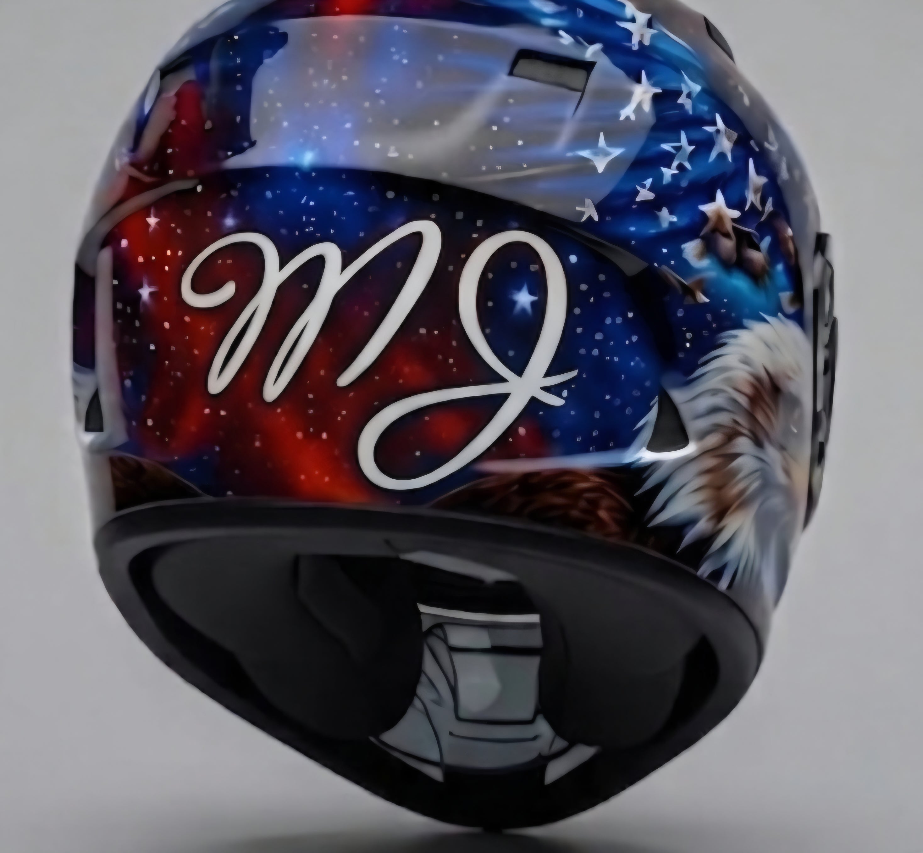 Bell Qualifier sxs Forced Air Helmet - Custom American Eagle Airbrush Artwork Theme All Sizes with Dusk Skirt and Personalized Initials by GT Artland