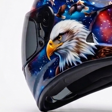Bell Qualifier sxs Forced Air Helmet - Custom American Eagle Airbrush Artwork Theme All Sizes with Dusk Skirt and Personalized Initials by GT Artland
