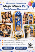 Photobooth 32" Magic Mirror Rental (Texhno Wood) Styled Luxury 🥳 Party Bookings w/ Custom Graphics/ Backdrops