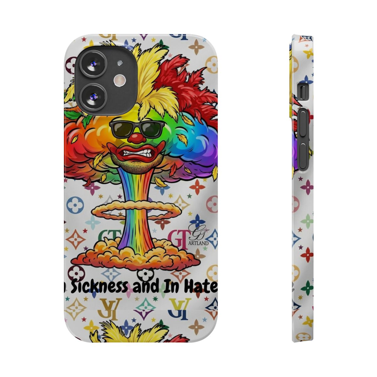 Rainbow Mushroom Cloud Sickness and In Hate Slim Phone Cases by GT Artland