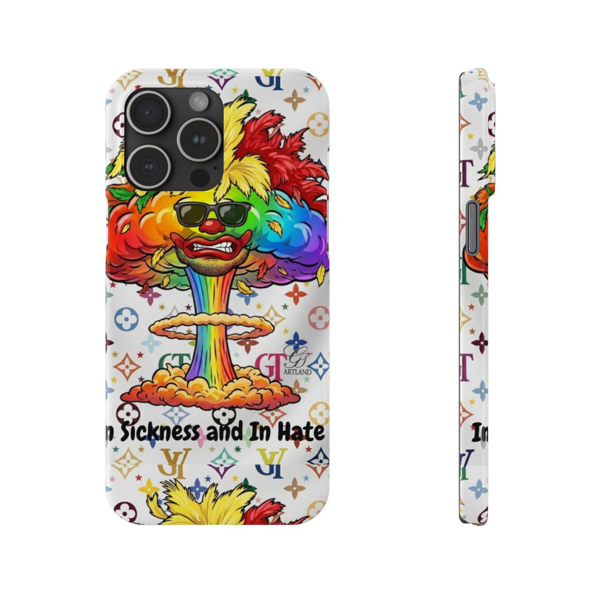 Rainbow Mushroom Cloud Sickness and In Hate Slim Phone Cases by GT Artland