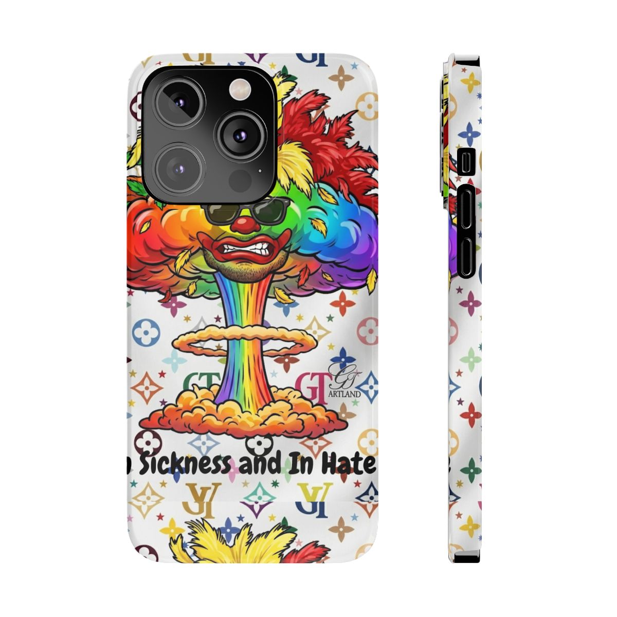 Rainbow Mushroom Cloud Sickness and In Hate Slim Phone Cases by GT Artland