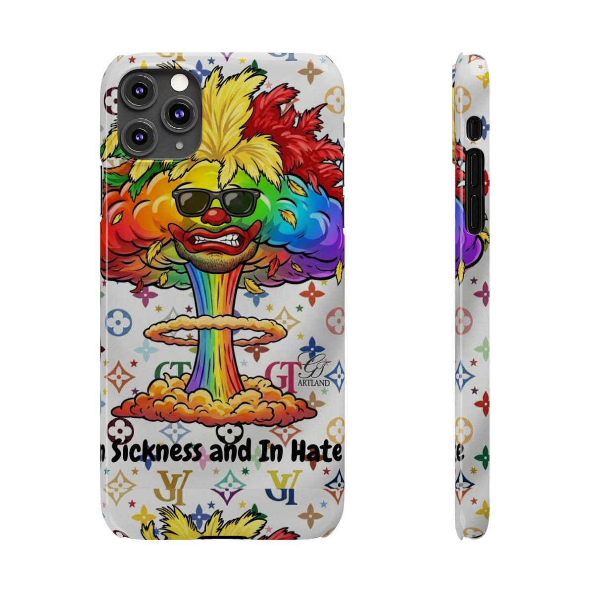 Rainbow Mushroom Cloud Sickness and In Hate Slim Phone Cases by GT Artland