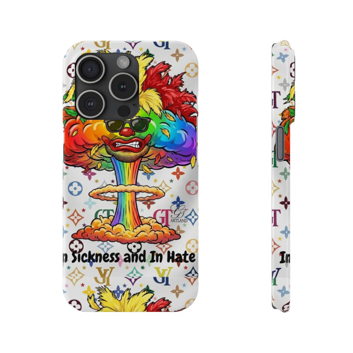 Rainbow Mushroom Cloud Sickness and In Hate Slim Phone Cases by GT Artland