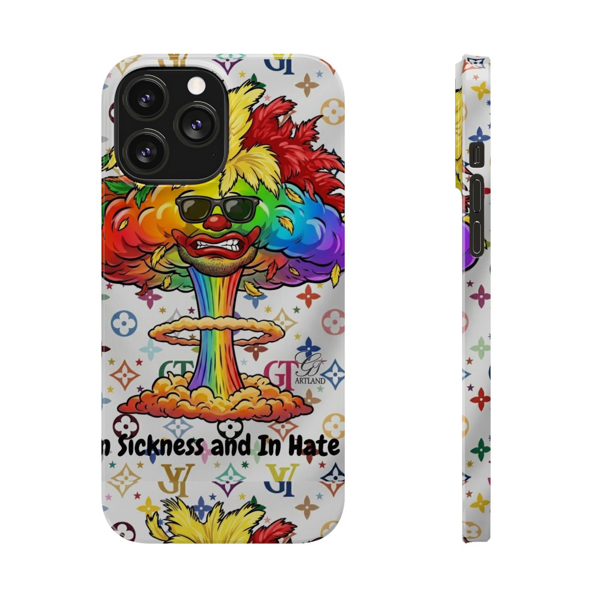 Rainbow Mushroom Cloud Sickness and In Hate Slim Phone Cases by GT Artland