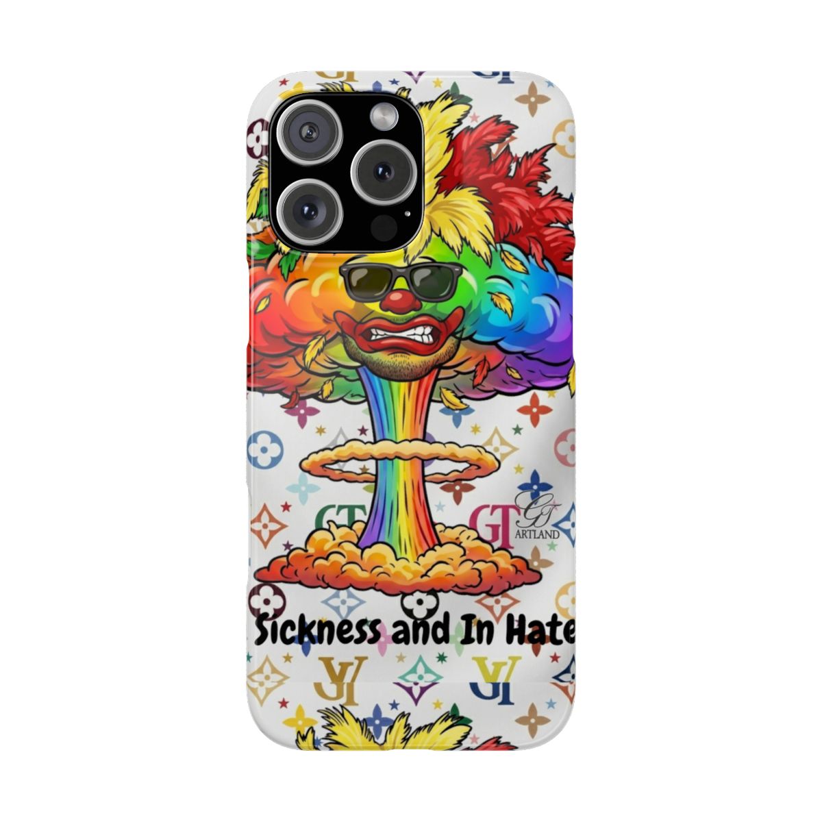 Rainbow Mushroom Cloud Sickness and In Hate Slim Phone Cases by GT Artland
