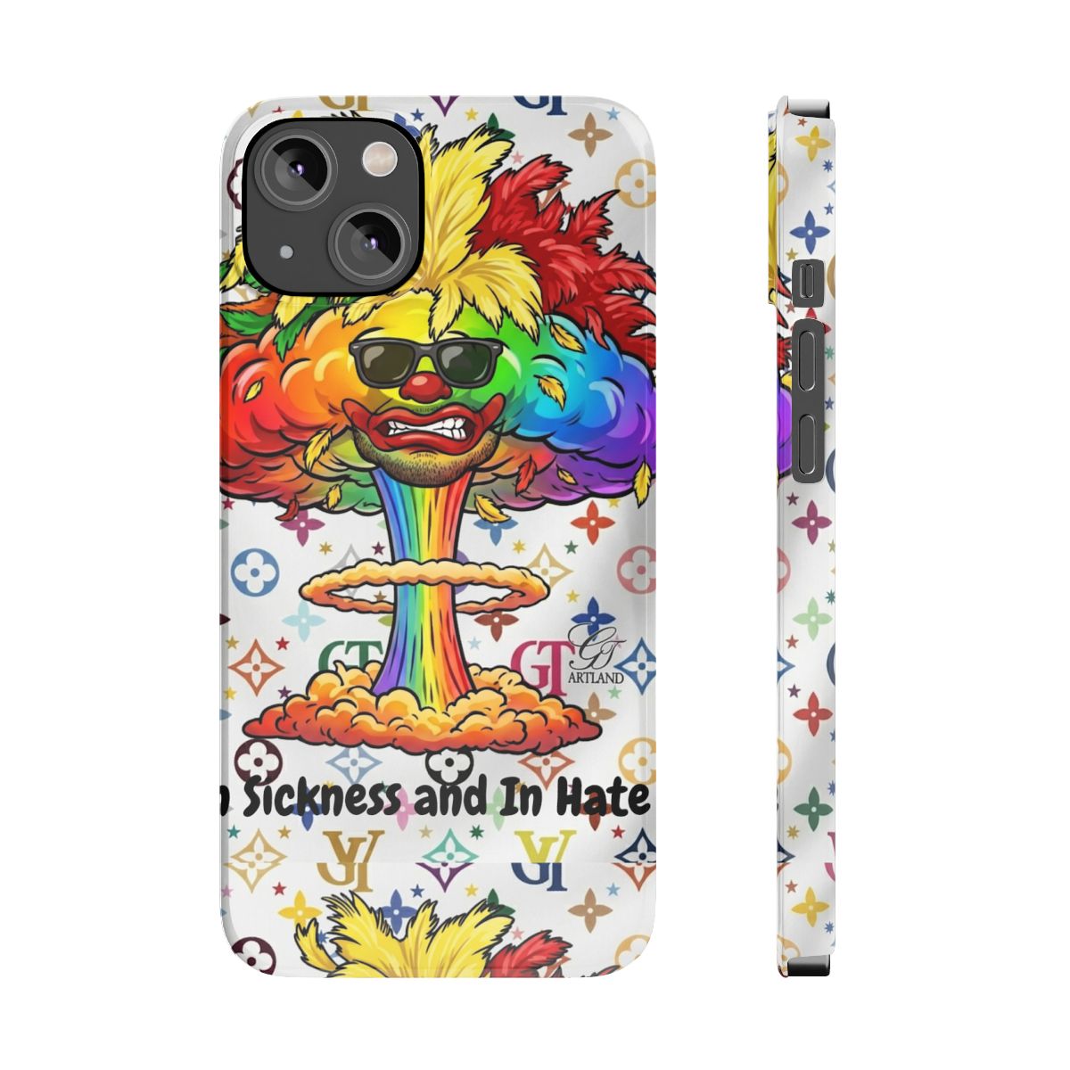 Rainbow Mushroom Cloud Sickness and In Hate Slim Phone Cases by GT Artland