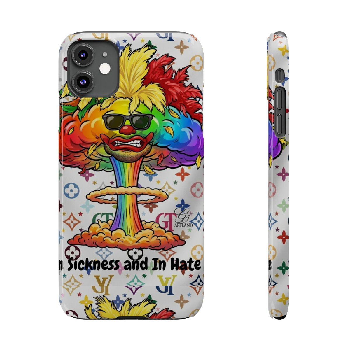 Rainbow Mushroom Cloud Sickness and In Hate Slim Phone Cases by GT Artland