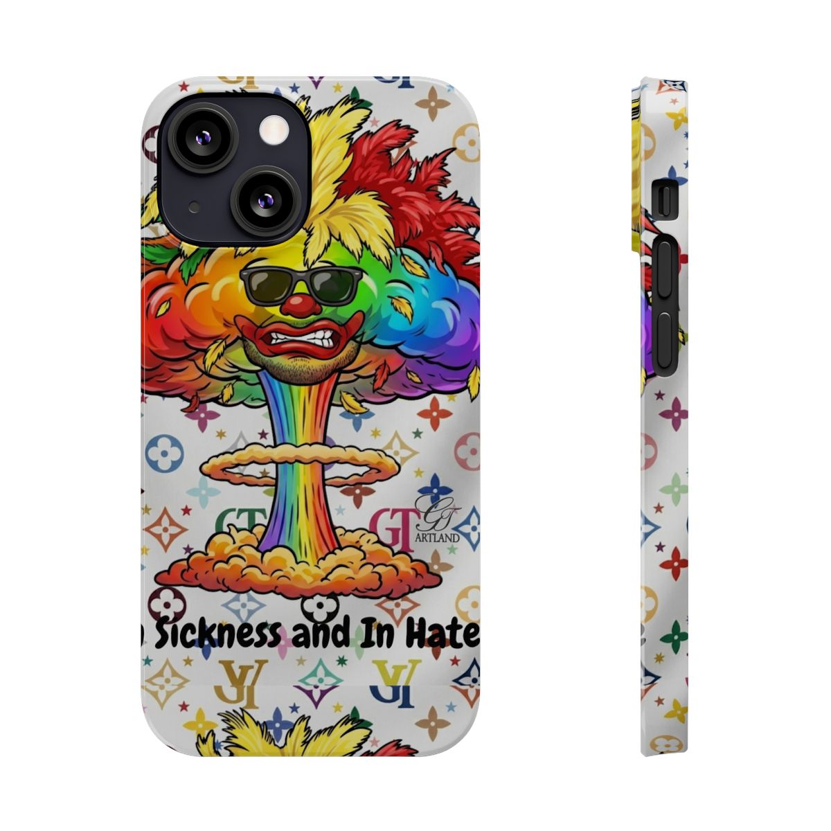 Rainbow Mushroom Cloud Sickness and In Hate Slim Phone Cases by GT Artland