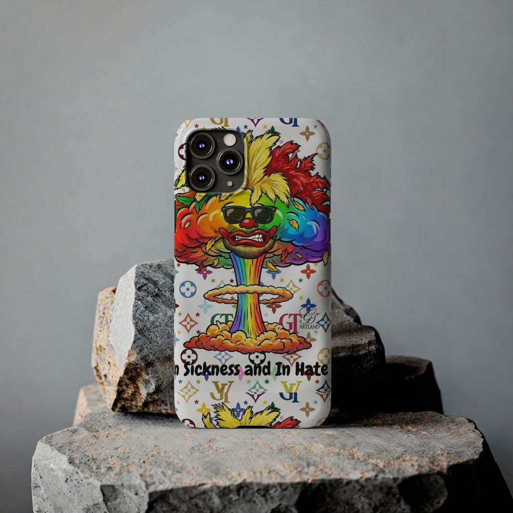 Rainbow Mushroom Cloud Sickness and In Hate Slim Phone Cases by GT Artland
