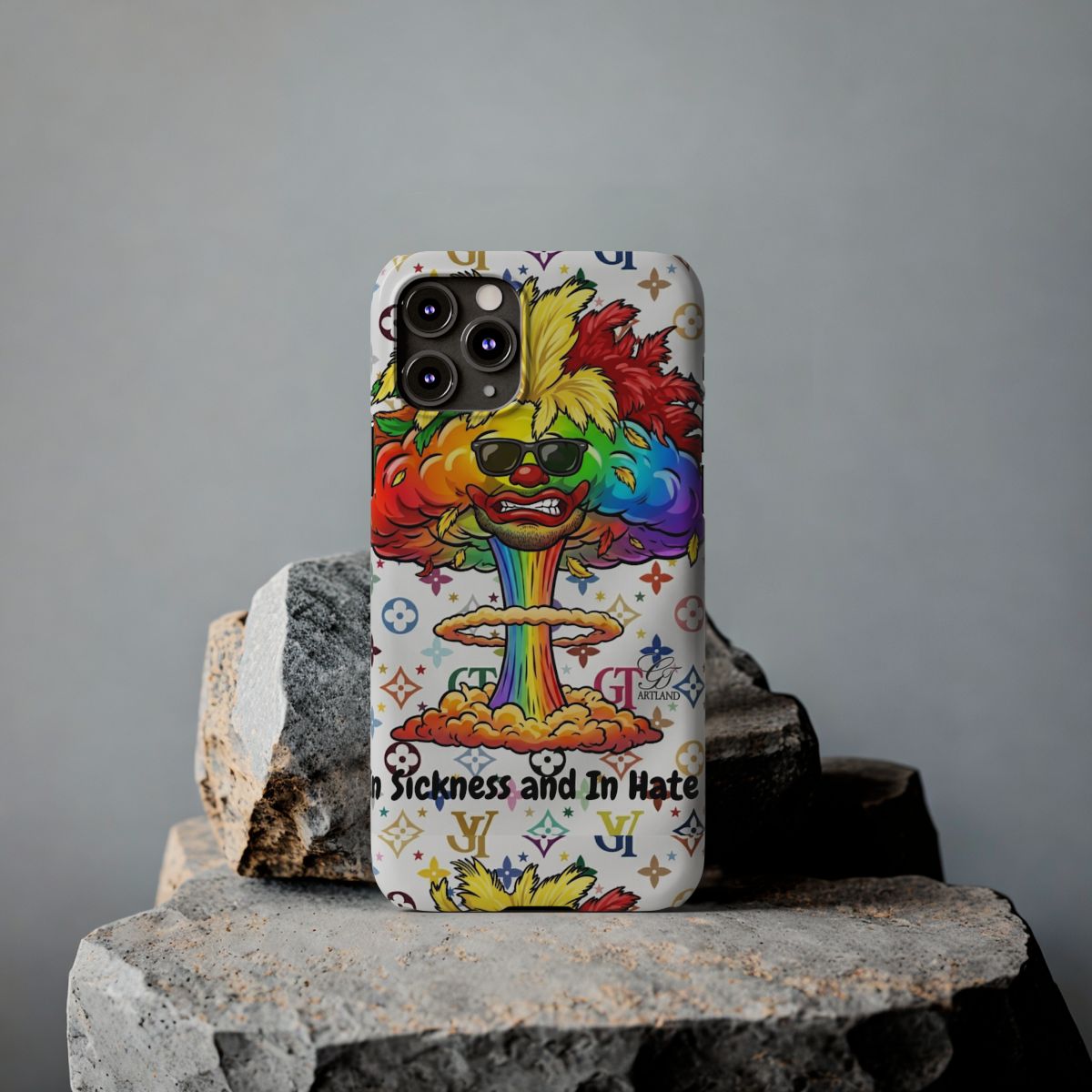 Rainbow Mushroom Cloud Sickness and In Hate Slim Phone Cases by GT Artland