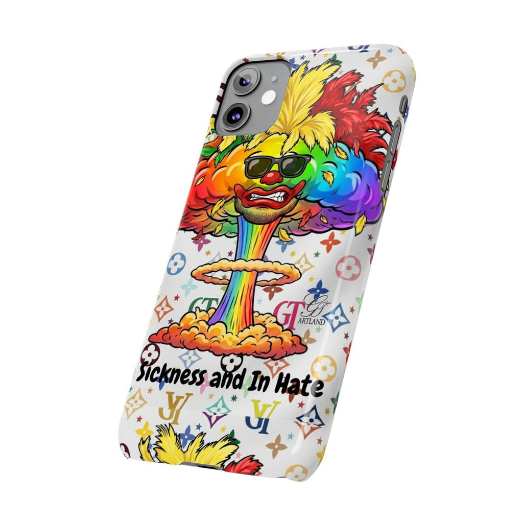 Rainbow Mushroom Cloud Sickness and In Hate Slim Phone Cases by GT Artland