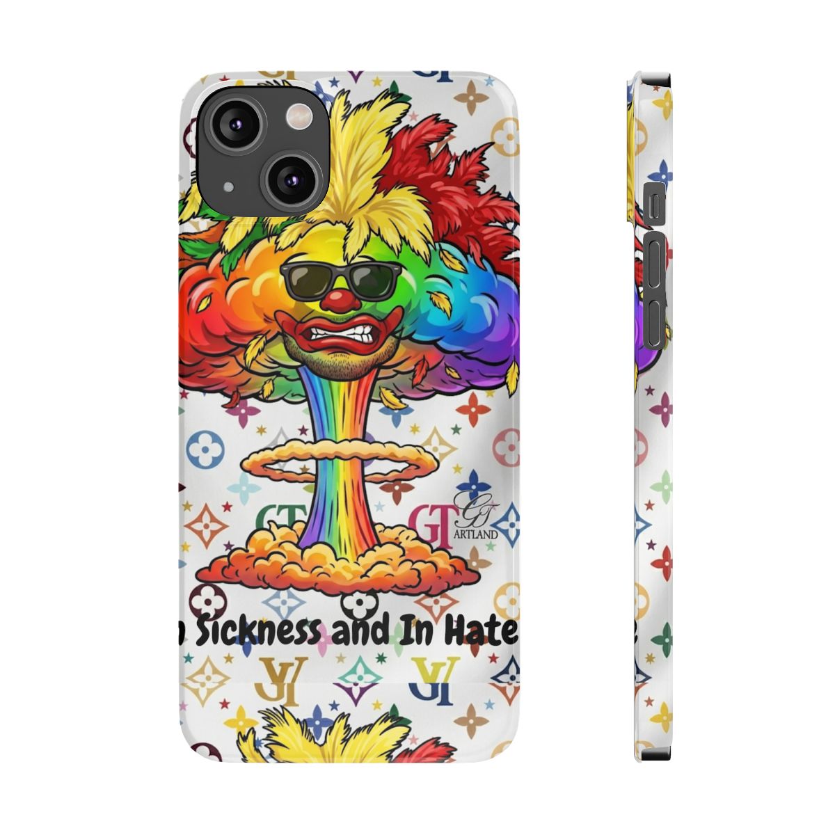 Rainbow Mushroom Cloud Sickness and In Hate Slim Phone Cases by GT Artland