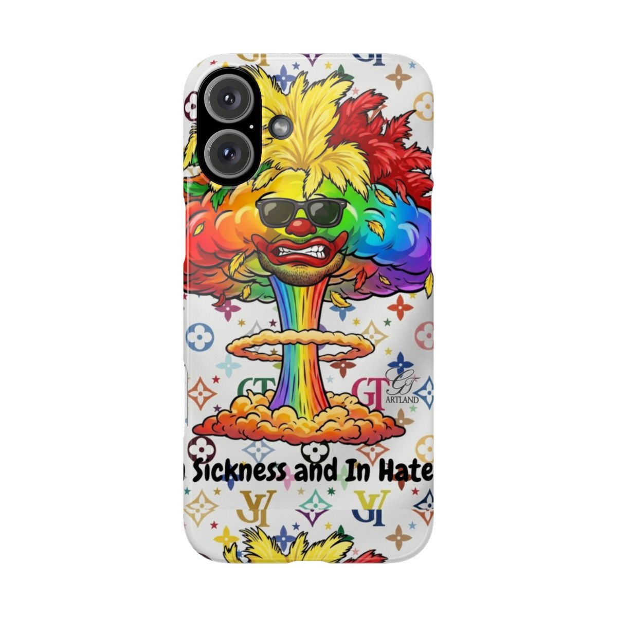 Rainbow Mushroom Cloud Sickness and In Hate Slim Phone Cases by GT Artland