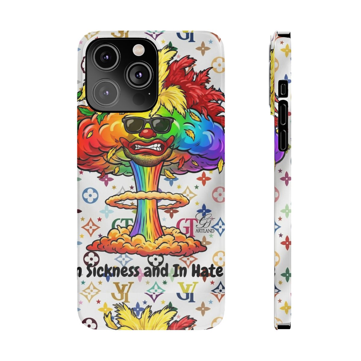 Rainbow Mushroom Cloud Sickness and In Hate Slim Phone Cases by GT Artland