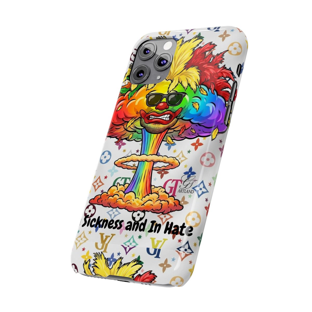 Rainbow Mushroom Cloud Sickness and In Hate Slim Phone Cases by GT Artland