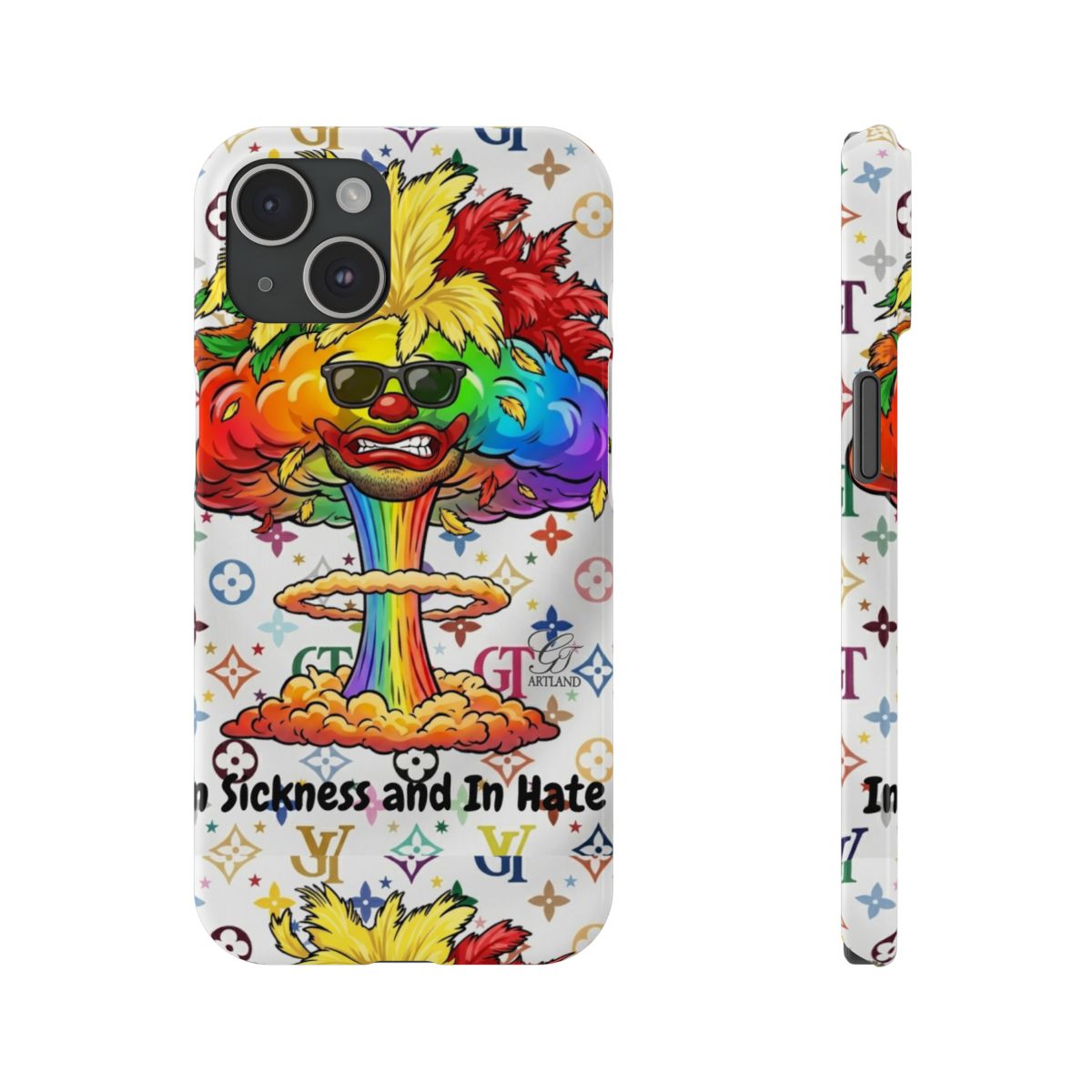 Rainbow Mushroom Cloud Sickness and In Hate Slim Phone Cases by GT Artland