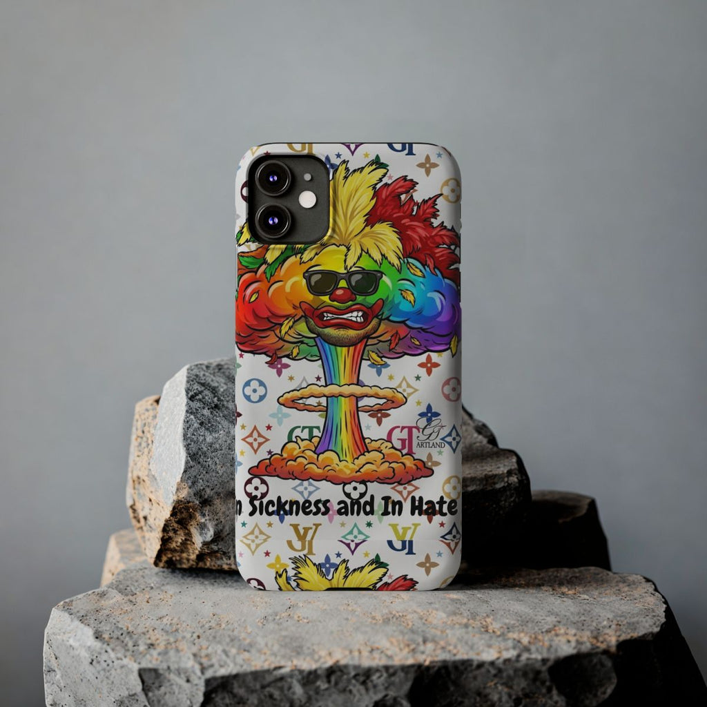 Rainbow Mushroom Cloud Sickness and In Hate Slim Phone Cases by GT Artland