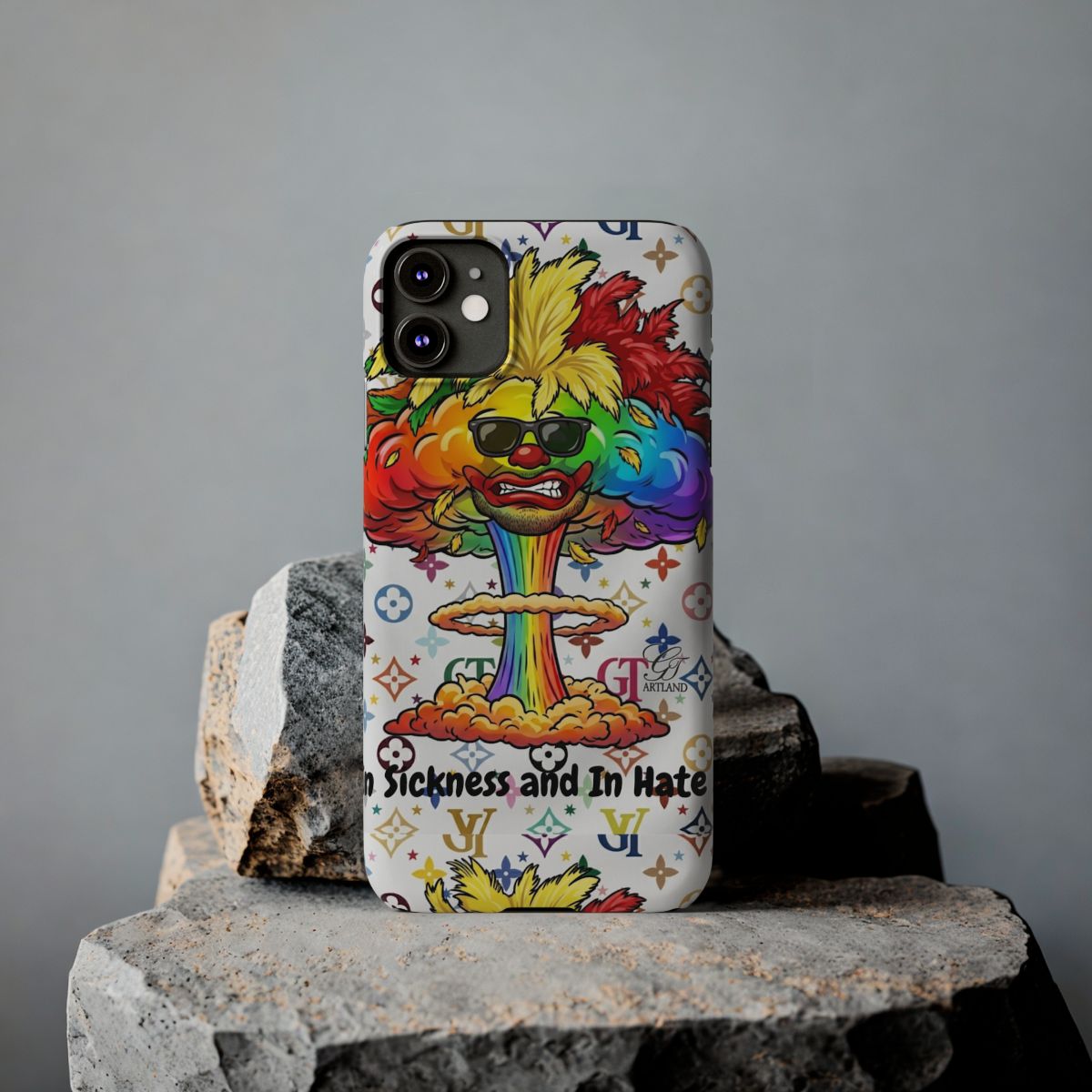 Rainbow Mushroom Cloud Sickness and In Hate Slim Phone Cases by GT Artland
