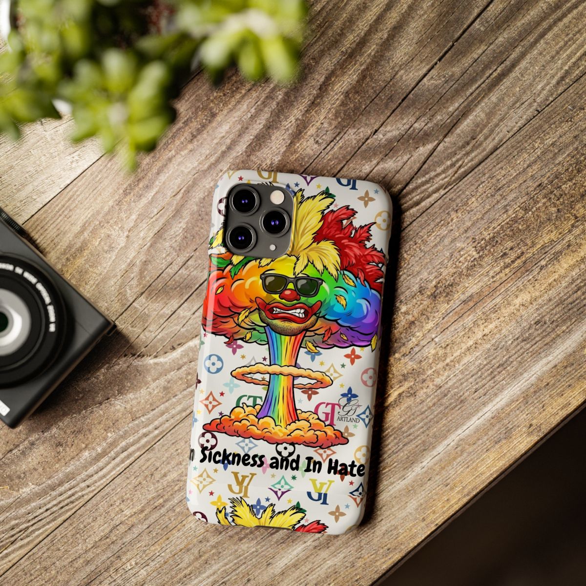 Rainbow Mushroom Cloud Sickness and In Hate Slim Phone Cases by GT Artland