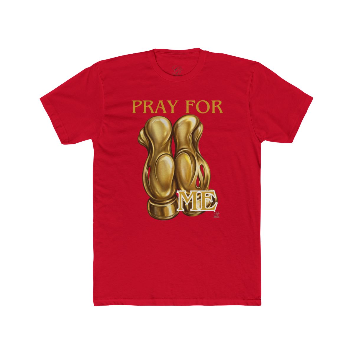Pray For Me Fantasy Style Golden Designer Gloves Unisex Cotton Crew Tee by GT Artland
